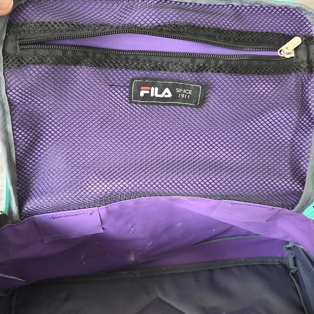 Fila Sport Duffle Bag Purple Teal Polyester Ripstop Gym Travel Carry On